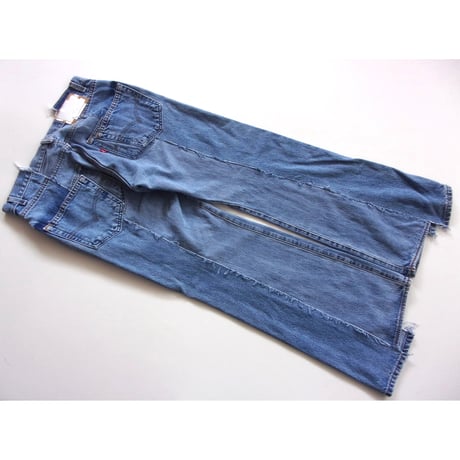 OLD PARK W POCKET FLARE JEANS - BLUE - sizeL / OP-432 / OLDPARK オールドパーク Wポケット フレアー ジーンズ  ブルー Lサイズ