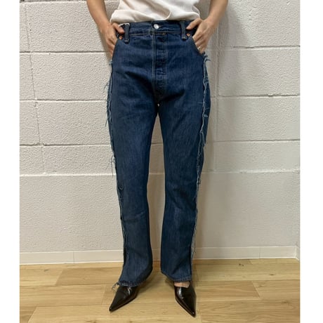 OLD PARK OVERLAY JEANS- BLUE - sizeM / OP-517 / OLDPARK オールドパーク オーバーレイジーンズ　デニム ブルー Mサイズ
