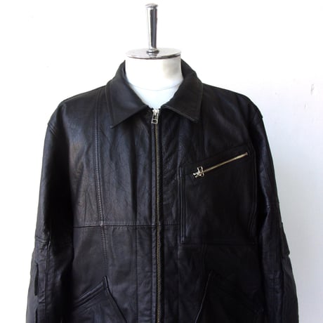 OLD PARK ZIP UP WORK JACKET-LEATHER- sizeL / OP-516 / OLDPARK オールドパーク レザー ワークジャケット