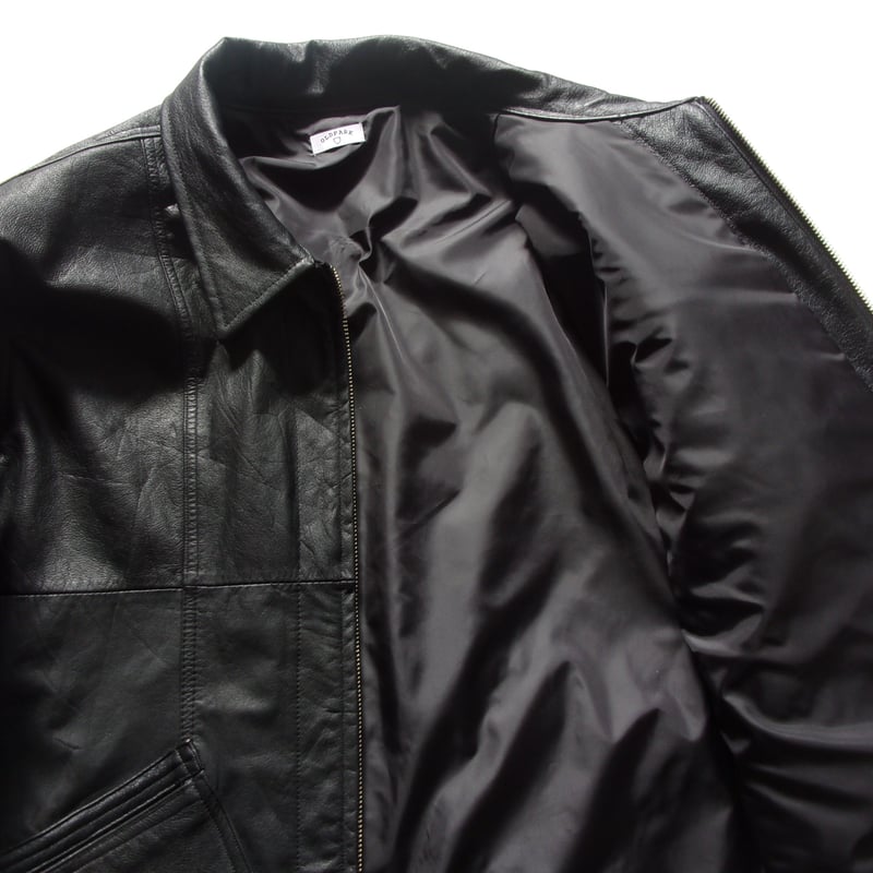 OLD PARK ZIP UP WORK JACKET-LEATHER- sizeL / OP