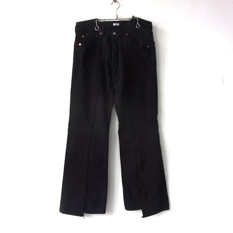 OLD PARK W POCKET FLARE JEANS - BLACK - sizeL / OP-432 / OLDPARK オールドパーク Wポケット フレアー ジーンズ  ブラック Lサイズ