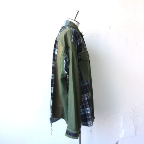 OLDPARK BAGGY SHIRT FLANNEL/MILITARY / OP-549 / OLDPARK オールドパーク バギーシャツ フランネル/ミリタリー