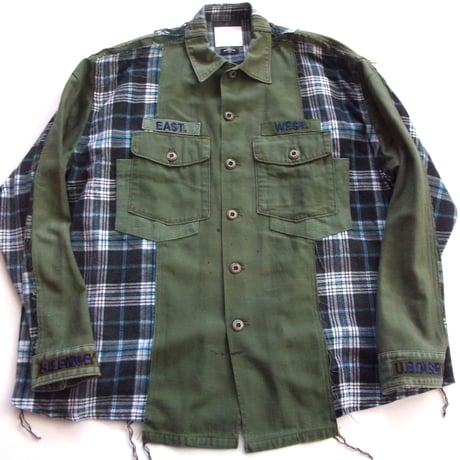 OLDPARK BAGGY SHIRT FLANNEL/MILITARY / OP-549 / OLDPARK オールドパーク バギーシャツ フランネル/ミリタリー