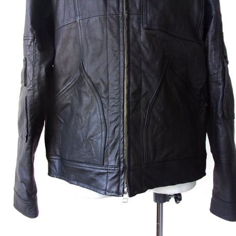 OLD PARK ZIP UP WORK JACKET-LEATHER- sizeL / OP-516 / OLDPARK オールドパーク レザー ワークジャケット