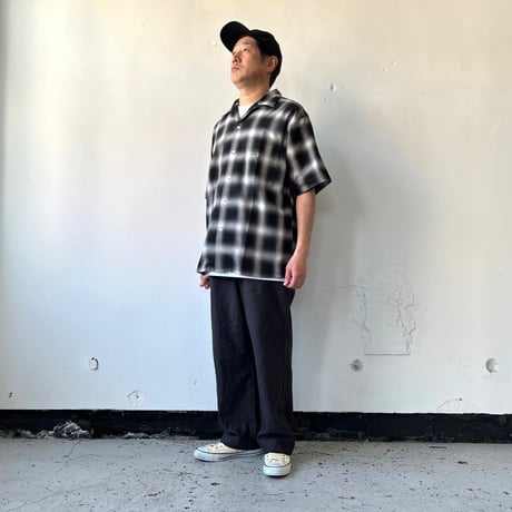 AVontade Open Collar Shirts SS -Cotton/Rayon Shadow Check-VTD-0383-SH アボンタージ オープンカラーシャツ チェック【2026SS】