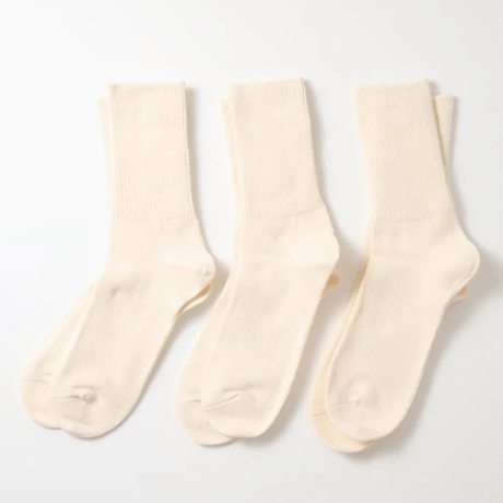 ROTOTO ORGANIC DAILY 3 PACK RIBBED CREW SOCKS / R1427-222 / ロトト オーガニック　3足パック クルーソックス