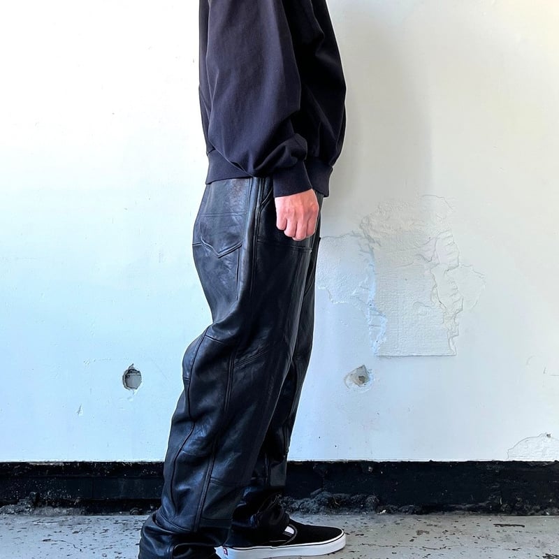 OLD PARK DOUBLE KNEE LEATHER PANTS size:M / OP-