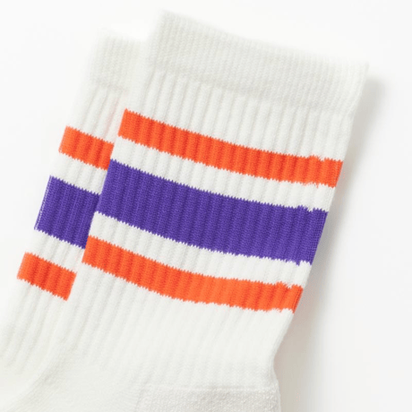 ROTOTO WASHI CUSHION STRIPE CREW SOCKS/ R1534 / ロトト 和紙　ストライプ クルーソックス