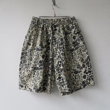 GOLD/ゴールド TILE LEOPARD COTTON SLAB WIDE SHORTS-GL-51893-/レオパード  ショーツ