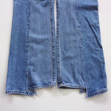 OLD PARK W POCKET FLARE JEANS - BLUE - sizeL / OP-432 / OLDPARK オールドパーク Wポケット フレアー ジーンズ  ブルー Lサイズ