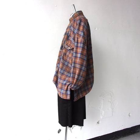 OLD PARK HALF-BUTTON SHIRT FLANNNEL - sizeFREE / OP-544 / OLDPARK オールドパーク ハーフボタン シャツ フランネル