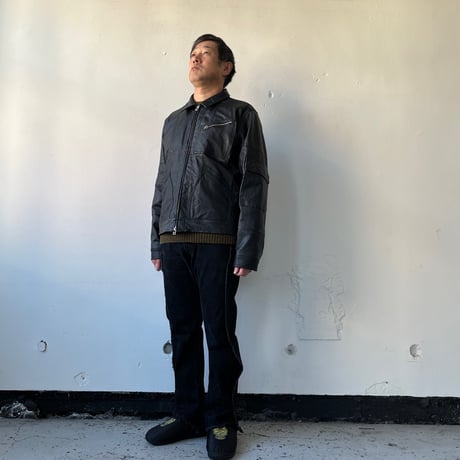 OLD PARK ZIP UP WORK JACKET-LEATHER- sizeL / OP-516 / OLDPARK オールドパーク レザー ワークジャケット