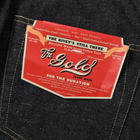 GOLD  GL42620 / RECYCLED WASTE SUVIN COTTON YARN 11.5oz. DENIM 5POCKET WIDE PANTS WWⅡ MODEL / 大戦モデル