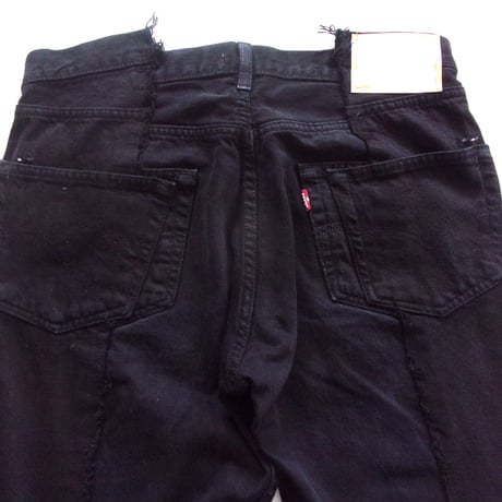 OLD PARK W POCKET FLARE JEANS - BLACK - sizeL / OP-432 / OLDPARK オールドパーク Wポケット フレアー ジーンズ  ブラック Lサイズ