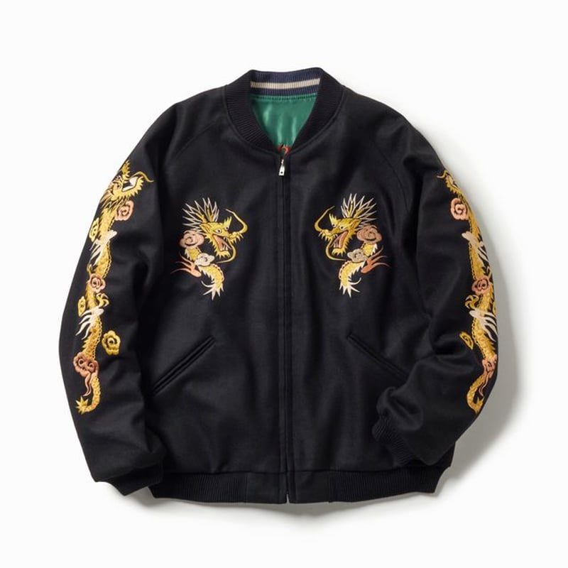 Gold スカジャンWOOL MELTON SOUVENIR JACKET GOLD＞WOOL MELTON × ACETATE SOUVENIR JACKET “SKULL” | MAKES