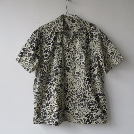 GOLD/ゴールド TILE LEOPARD COTTON SLAB S/S OPEN SHIRT-GL-38298-/レオパード シャツ　半袖