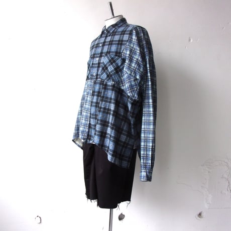 OLD PARK HALF-BUTTON SHIRT FLANNNEL - sizeFREE / OP-544 / OLDPARK オールドパーク ハーフボタン シャツ フランネル