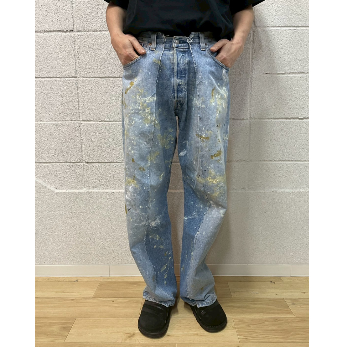 OLDPARK baggy jeans オールドパーク バギー デニム 再構築 OLDPARK PAINTED BAGGY JEANS - BLUE - sizeM / OP