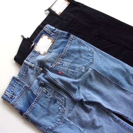 OLD PARK W POCKET FLARE JEANS - BLACK - sizeL / OP-432 / OLDPARK オールドパーク Wポケット フレアー ジーンズ  ブラック Lサイズ