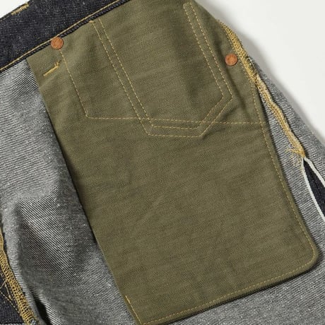 GOLD  GL42620 / RECYCLED WASTE SUVIN COTTON YARN 11.5oz. DENIM 5POCKET WIDE PANTS WWⅡ MODEL / 大戦モデル