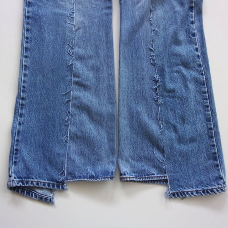 OLD PARK W POCKET FLARE JEANS - BLUE - sizeL / OP-432 / OLDPARK オールドパーク Wポケット フレアー ジーンズ  ブルー Lサイズ