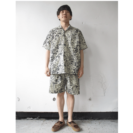 GOLD/ゴールド TILE LEOPARD COTTON SLAB S/S OPEN SHIRT-GL-38298-/レオパード シャツ　半袖