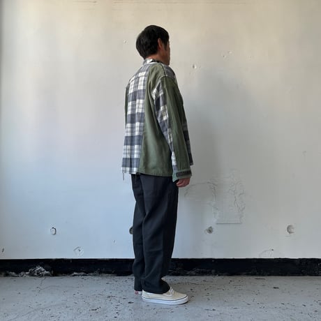 OLDPARK BAGGY SHIRT FLANNEL/MILITARY / OP-549 / OLDPARK オールドパーク バギーシャツ フランネル/ミリタリー