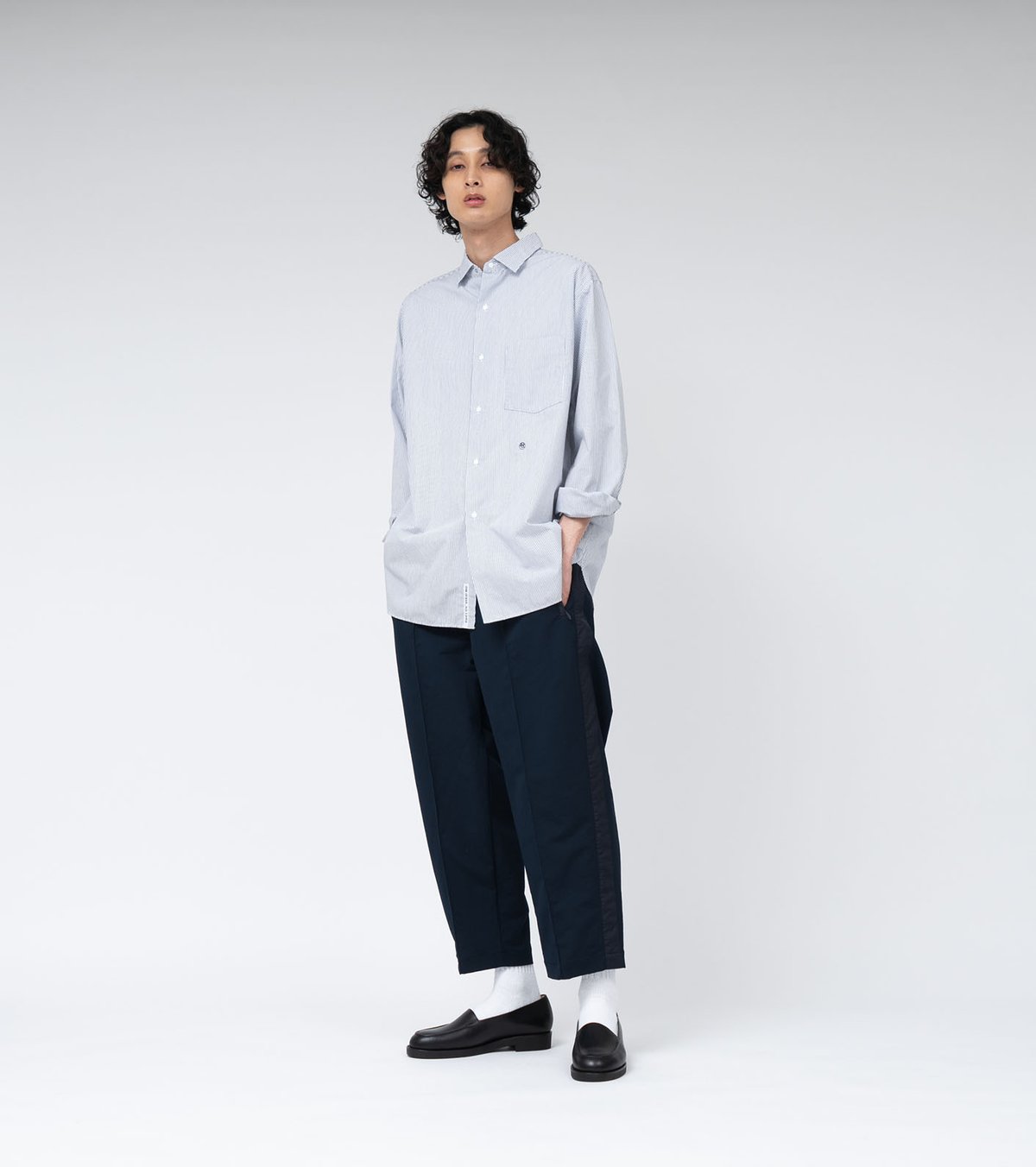 nanamica / ナナミカ Regular Collar Stripe Wind Shir nanamica / ナナミカ Regular Collar Stripe Wind Shir