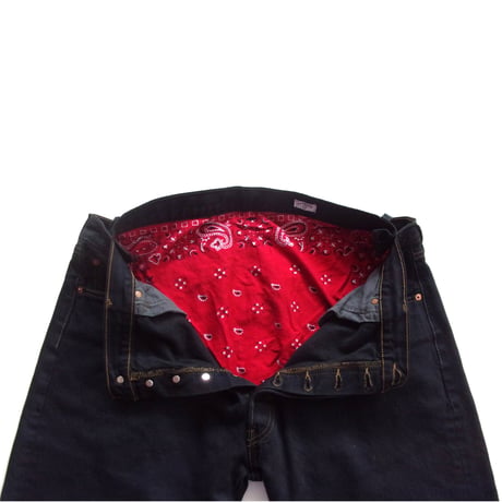 OLD PARK OFFSET JEANS - BLACK - sizeL / OP-511 / OLDPARK オールドパーク オフセットジーンズ ブラック Lサイズ