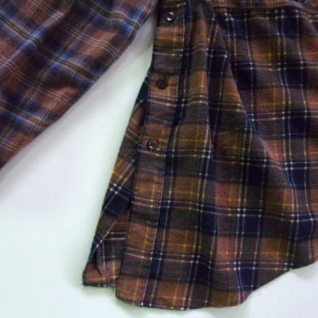OLD PARK HALF-BUTTON SHIRT FLANNNEL - sizeFREE / OP-544 / OLDPARK オールドパーク ハーフボタン シャツ フランネル