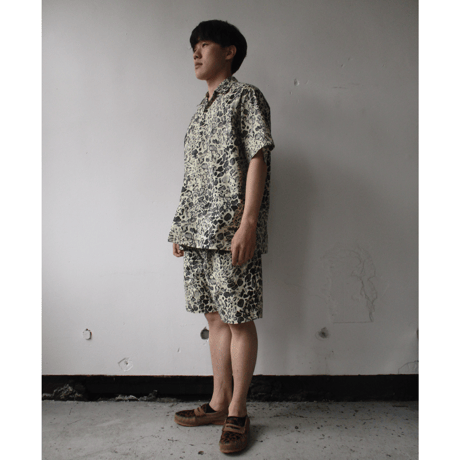 GOLD/ゴールド TILE LEOPARD COTTON SLAB WIDE SHORTS-GL-51893-/レオパード  ショーツ