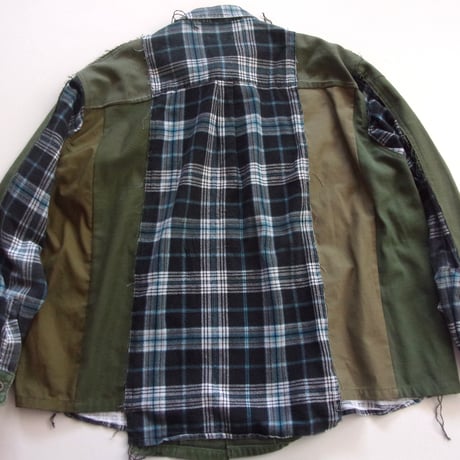 OLDPARK BAGGY SHIRT FLANNEL/MILITARY / OP-549 / OLDPARK オールドパーク バギーシャツ フランネル/ミリタリー