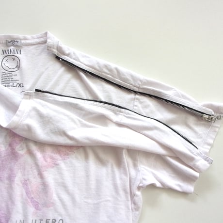 OLD PARK Zip Shoulder Tee #Vintage / OPT-17 / OLDPARK オールドパーク ジップショルダー Tシャツ NIRVANA
