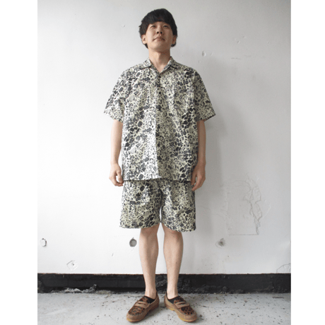 GOLD/ゴールド TILE LEOPARD COTTON SLAB WIDE SHORTS-GL-51893-/レオパード  ショーツ
