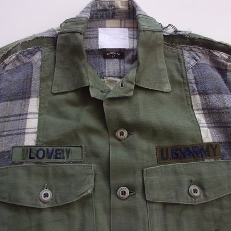 OLDPARK BAGGY SHIRT FLANNEL/MILITARY / OP-549 / OLDPARK オールドパーク バギーシャツ フランネル/ミリタリー