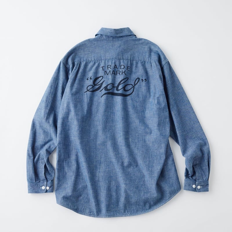 GOLD / ゴールド BLUE CHAMBRAY WORK SHIRT-
