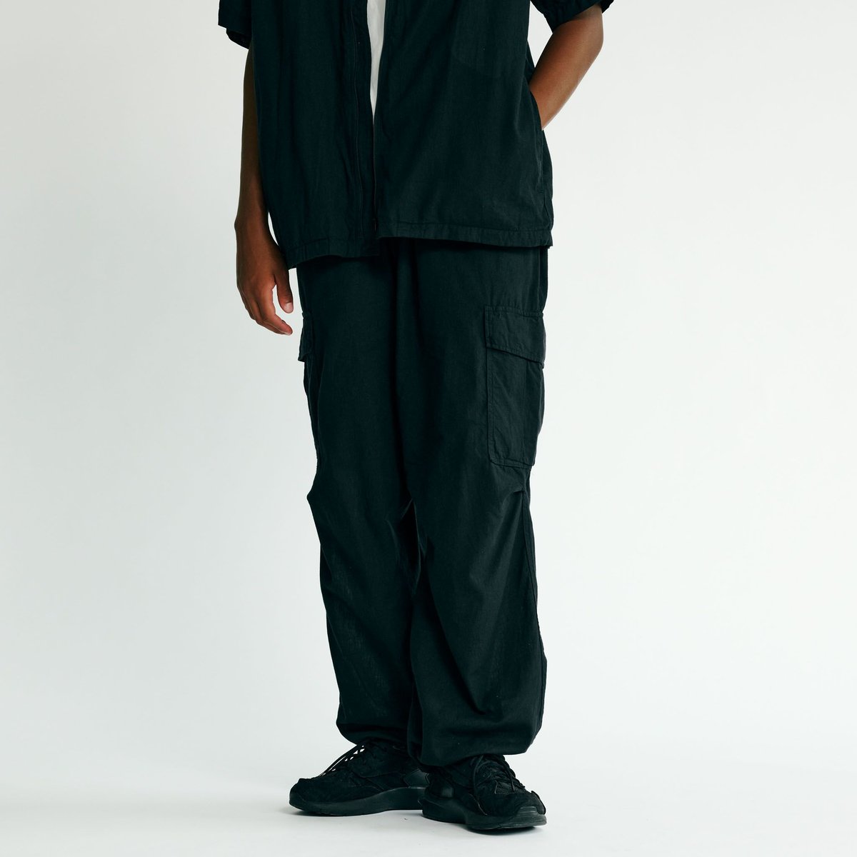 SIVA / シヴァ / コーティング ナローカーゴ ボトムス/ アーカイヴ 和柄ジャガードベルト付カーゴパンツ | axes femme online shop