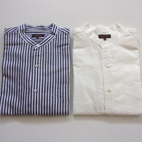 AVontade Banded Collar Shirts -CottonLinen Chambray- VTD-0361-SH - バンドカラー コットンリネン