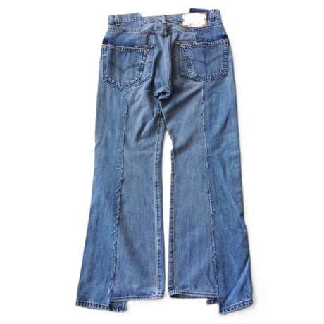OLD PARK W POCKET FLARE JEANS - BLUE - sizeL / OP-432 / OLDPARK オールドパーク Wポケット フレアー ジーンズ  ブルー Lサイズ