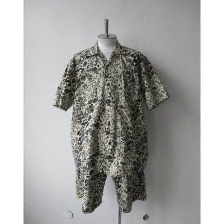 GOLD/ゴールド TILE LEOPARD COTTON SLAB S/S OPEN SHIRT-GL-38298-/レオパード シャツ　半袖