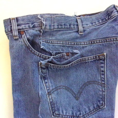 OLD PARK OVERLAY JEANS- BLUE - sizeL / OP-517 / OLDPARK オールドパーク オーバーレイジーンズ　デニム ブルー Lサイズ