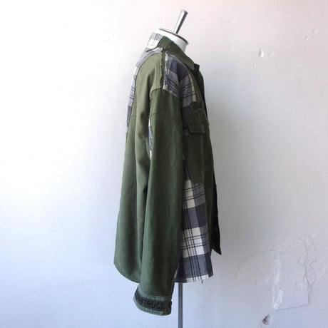 OLDPARK BAGGY SHIRT FLANNEL/MILITARY / OP-549 / OLDPARK オールドパーク バギーシャツ フランネル/ミリタリー