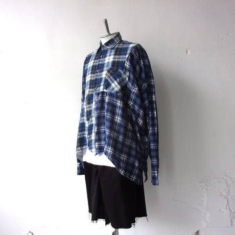 OLD PARK HALF-BUTTON SHIRT FLANNNEL - sizeFREE / OP-544 / OLDPARK オールドパーク ハーフボタン シャツ フランネル