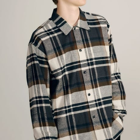 GOLD｜東洋エンタープライズ COTTON SILK NEP CHECK OPEN SHIRT-BLACK-/GL29754/ コットン シルクネップ チェックオープンシャツ 【2026FW】