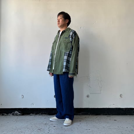 OLDPARK BAGGY SHIRT FLANNEL/MILITARY / OP-549 / OLDPARK オールドパーク バギーシャツ フランネル/ミリタリー