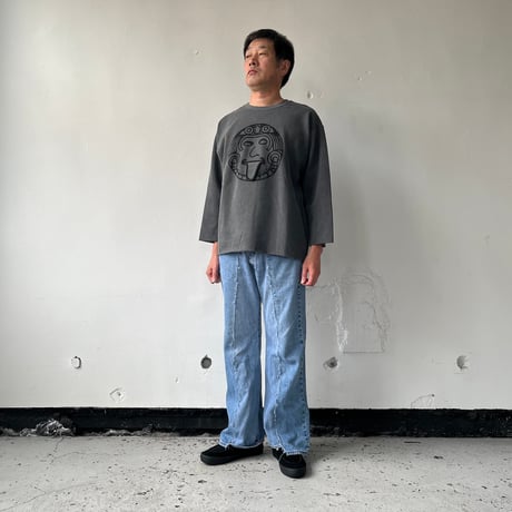 OLD PARK W POCKET FLARE JEANS - BLUE - sizeL / OP-432 / OLDPARK オールドパーク Wポケット フレアー ジーンズ  ブルー Lサイズ