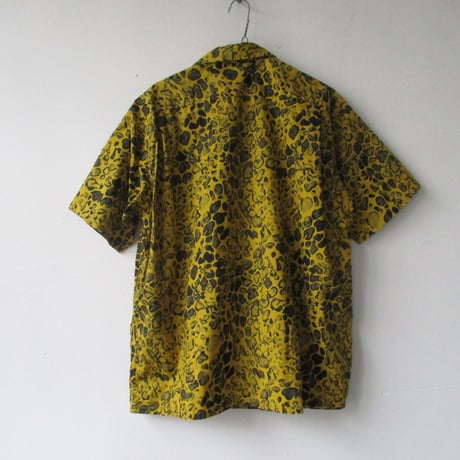 GOLD/ゴールド TILE LEOPARD COTTON SLAB S/S OPEN SHIRT-GL-38298-/レオパード シャツ　半袖