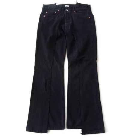 OLD PARK W POCKET FLARE JEANS - BLACK - sizeL / OP-432 / OLDPARK オールドパーク Wポケット フレアー ジーンズ  ブラック Lサイズ