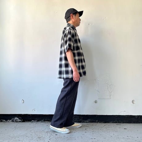 AVontade Open Collar Shirts SS -Cotton/Rayon Shadow Check-VTD-0383-SH アボンタージ オープンカラーシャツ チェック【2026SS】