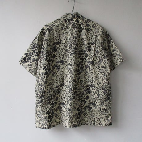 GOLD/ゴールド TILE LEOPARD COTTON SLAB S/S OPEN SHIRT-GL-38298-/レオパード シャツ　半袖